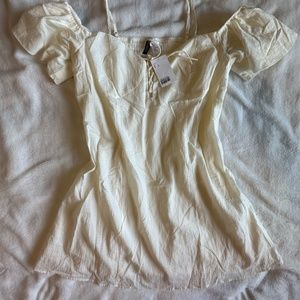 NWT H&M DIVIDED Open Shoulder Dress With Lacing Cream Color Sz L